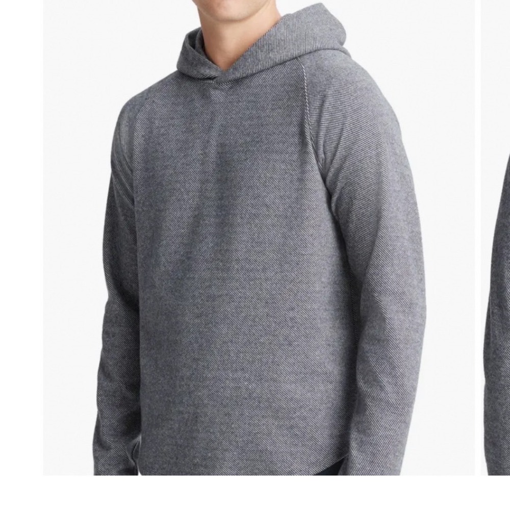 Vince broken twill Gray Herringbone Knit Hoodie Sweatshirt XL men